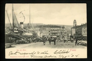 Country View postcard Italy Fiume Via del Molo ship dock 4741 - Picture 1 of 2
