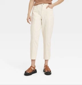 A New Day Women’s Sz 16R Cream Ivory High Rise Waist Tapered Cropped Denim Jeans - Picture 1 of 16