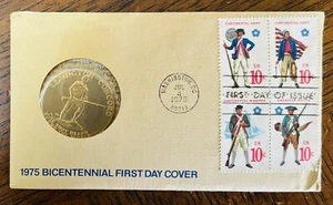 1975 Bicentennial First Day Cover Paul Revere Commemorative Medal & Stamps - Picture 1 of 7