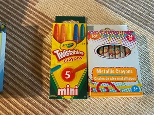 LOT 2 of 5 mini Crayola Crayons Twistables and 24 Metallic Crayons new - Picture 1 of 1