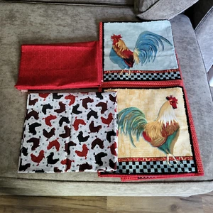 Rooster cotton fabric collection panel plus 2 coordinating fabrics - Picture 1 of 5