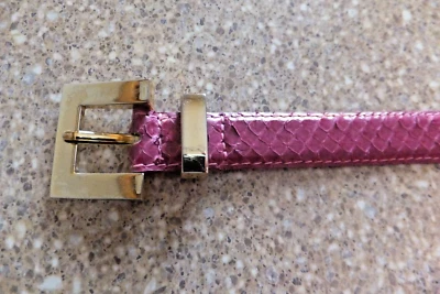 Vintage Magid Snake Skin Leather Belt- Magenta Pink/Purple-Gold Buckle - Size S - Image 1 of 4