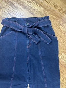 Stella Mccartney Women's Tyed DarkDenim Jeans Red Stitching Sz 30 EUC - Picture 1 of 6