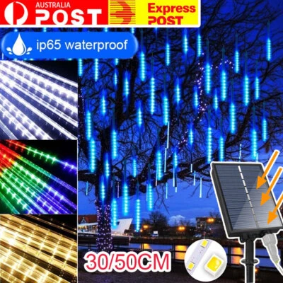 288LEDS Solar Meteor Shower Lights Falling Star Rain Drop Icicle Light Christmas - image 1 of 4
