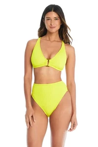 NWT $144 Bleu Rod Beattie Swimsuit Bikini Size 14 Chartreuse Pucker Up - Picture 1 of 2