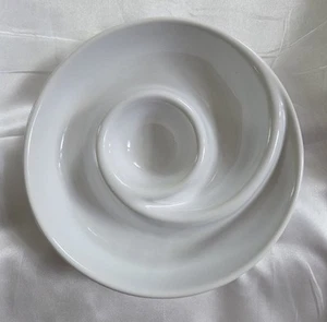 Pottery Barn Swirl Vorspeise Teller Dip rund 7" weiß Porzellan stapelbar (3) - Bild 1 von 6