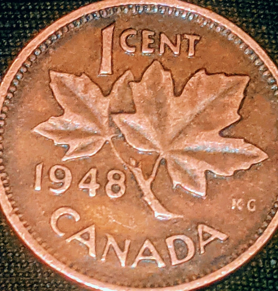 Rare 1948 Canadian Penny A Points To The Large Denticle - Image 1 of 3