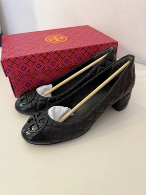Tory Burch Chelsea 50MM Bomba Acolchada Cuero Napa, Talla 7.5, Nueva en Caja Foto 1 de 4