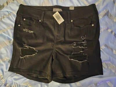 Pantalones Cortos American Eagle Mujer 18 Negros Botones Sólidos Mosca Denim Elástico Algodón Foto 1 de 4