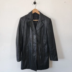 Abrigo Winlit New York vintage de cuero de longitud media para mujer talla S negro - Imagen 1 de 8
