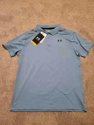 Under Armour UA Performance Polo Blue Shirt Short Sleeve Upf 50 Youth Large NWT - Image 1 of 4