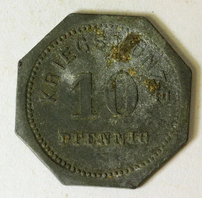 GERMANY (Bensheim) 10 Pfennig 1917 - Zinc - Kriegsgeld - VF - 3012 - Image 1 of 2