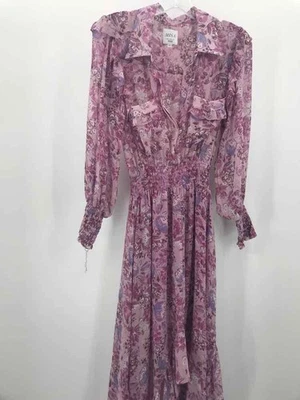Maxi Vestido Misa Púrpura Talla XS Floral Caftán Manga Larga Usado Foto 1 de 4