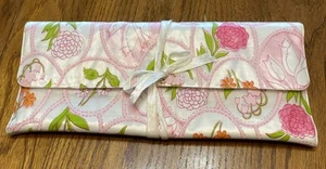 MCM Vinyl Travel Lingerie/Glove Bag  6 Pockets Pink Floral Ribbon Closure - Picture 1 of 7