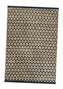 Jute Baumwolle Teppich 2x3 Fuß (24x36 Zoll) - 24x36 Diamant Teppiche Hellgrau/Natur - Bild 1 von 7