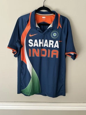 Camisa polo Nike Sahara Índia adulto GG azul laranja ajuste equipe de críquete seco - Imagem 1 de 4