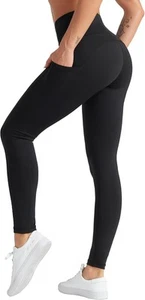 Women's High Waist Yoga Pants Soft Athletic Workout Leggings with Deep Pockets - Picture 1 of 59
