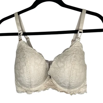 Aerie Cream Lace Plunge Push Up Bra Size 36D - Image 1 of 4