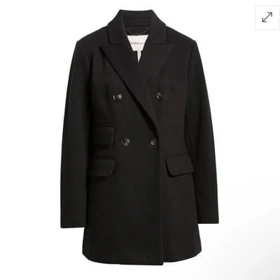 [bcbgeneration] peaked lapel double breasted coat black L - Image 1 of 4