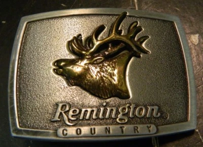 Fivela de cinto vintage Remington Country Sid Bell corneta alce (1986) muito boa - Imagem 1 de 4