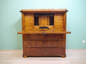 Biedermeier Sekretär Schreibtisch Birke Säulen Kabinett  um 1820 Schellack orig. - Bild 1 von 19
