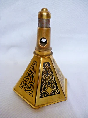 Art Deco Zigarrenabschneider Messing schwarzer Lack orientalisches Muster - Bild 1 von 4