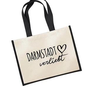 Jutetasche Darmstadt verliebt Shopper Einkaufstasche Geschenkidee Souvenir Präse - Picture 1 of 5