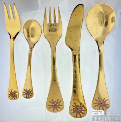 Juego de cubiertos anuales Georg Jensen de plata dorada, 1988 Foto 1 de 4