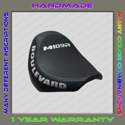 Cubierta de asiento delantero PERSONALIZADA SUZUKI BOULEWARD M109R negra+plateada+rosca plateada 2006+ Foto 1 de 4