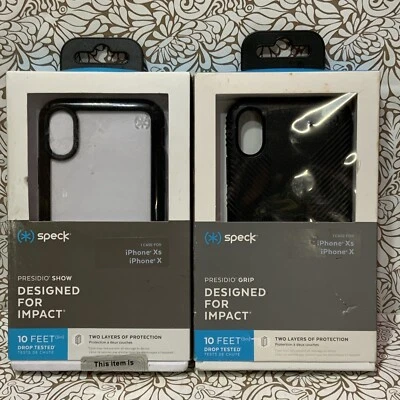 📀 Empuñadura Speck Presidio Show/Presidio - Negra/Clara iPhone X/XS (LOTE DE 2) Foto 1 de 2