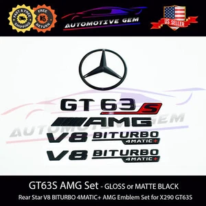 GT63S AMG V8 BITURBO 4MATIC+ Star Emblem Black Badge Combo Set Mercedes X290 - Picture 1 of 3
