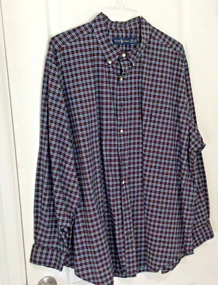 Camisa a Cuadros Polo Ralph Lauren Para Hombres Negra Roja Manga Larga 100% Algodón Talla 3XB Grande Foto 1 de 4