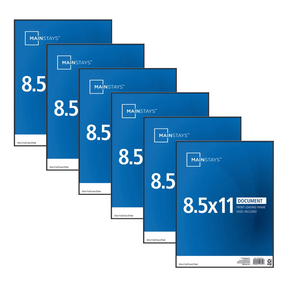  Juego de 6 marcos de fotos con formato de carga frontal de documentos 8,5 X 11 decoración de pared negros Foto 1 de 4