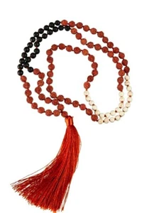 Sautoir Collier Mala Rudraksha Ø7mm Perles Pierre de Lave - Top qualité  #25221 - Picture 1 of 5