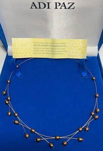 Adi Paz 14k Gold Halskette & Original Blau Samt Box Gesamt WT 10 Gramm - Bild 1 von 10