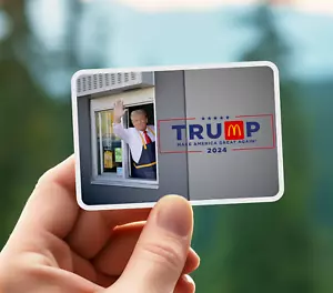 NUEVO - MAGA - TRUMP 2024 Pegatina @ McDonald's Serving Calcomanía de Vinilo 3.5 x 2.3 PULGADAS - Imagen 1 de 4