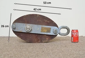 large vintage old block ship wooden pulley hoist lifting block - 4 ton tonnes - Picture 1 of 7