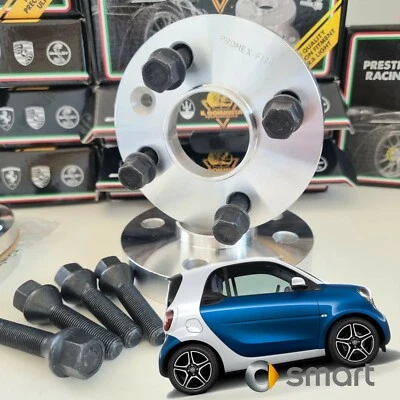 2 DISTANZIALI 12mm 4x100 60.1 + BULLONI NERI X SMART 453 DAL 2014 FORTWO FORFOUR - Immagine 1 di 4