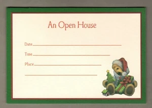 Vintage Christmas Open House Invitations, Teddy Bear, Hallmark, 7 Count, Holiday - Picture 1 of 3