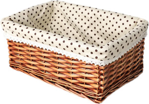 Multipurpose Rectangular Wicker Storage Basket with Removable Washable Liner Wil