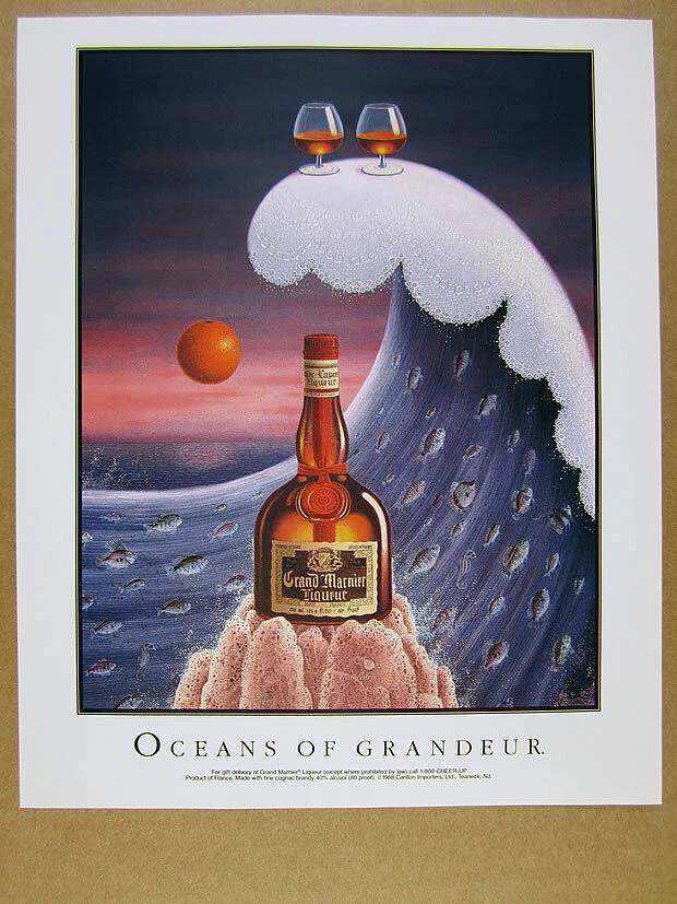 Grand Marnier 1989 'Oceans of Grandeur' pez ola naranja arte impresión vintage anuncio Foto 1 de 1