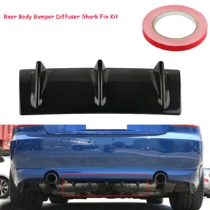 Black Look Universal Lower Rear Body Bumper Diffuser Shark 3 Fin PU Spoiler Kit - Picture 1 of 9