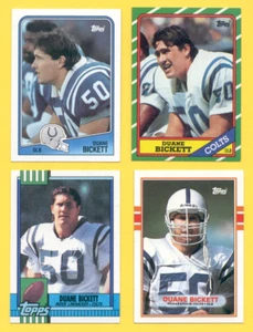 1986-1990 Topps Duane Bickett Indianapolis Colts lote de 4 tarjetas tarjeta de novato tarjeta de radiocontrol - Imagen 1 de 1