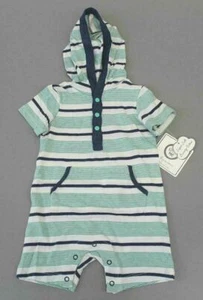 Little Me Boys S/S Striped Island Dream One Piece w/ Hood BF5 Green Size 3M NWT - Picture 1 of 4