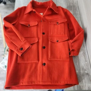 HUDSON'S BAY Canada 100% Wool Chore Hunt Hike Cruiser Map Pockets M Red Vtg 60s - Picture 1 of 24