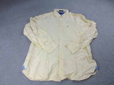 Camisa Tommy Hilfiger Para Hombre Adulto Grande Amarilla Abotonada Manga Larga Informal Preppy Foto 1 de 4