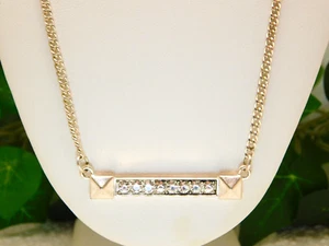 VINTAGE bud to rose RHINESTONE BAR PENDANT NECKLACE - 18" - Bild 1 von 5