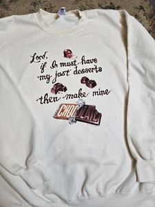 Vintage 90's Just Desserts Chocolate Pullover Sweatshirt Large Religious Humor - Picture 1 of 5