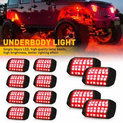 12PC Luz Resplandor 36-LED Barras Bajo Resplandor Cúpula Luz Inversa Yate Lámpara Roja Nuevo Foto 1 de 4