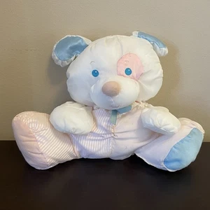 De Colección '88 Fisher Price Puffalump Cachorro Perro Sonajero Peluche Rosa Blanco Azul Rayas - Imagen 1 de 12